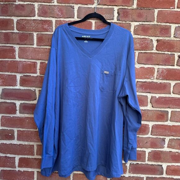 ARIAT Rebar Cotton Strong Blue T-Shirt long sleeve womens 3X NEW - Picture 3 of 10